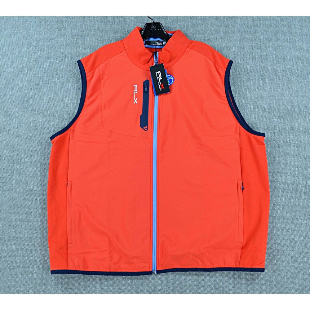 RLX Ralph Lauren Vest Men's 2XL Red Golf Performance Wicking Full Zip NWT